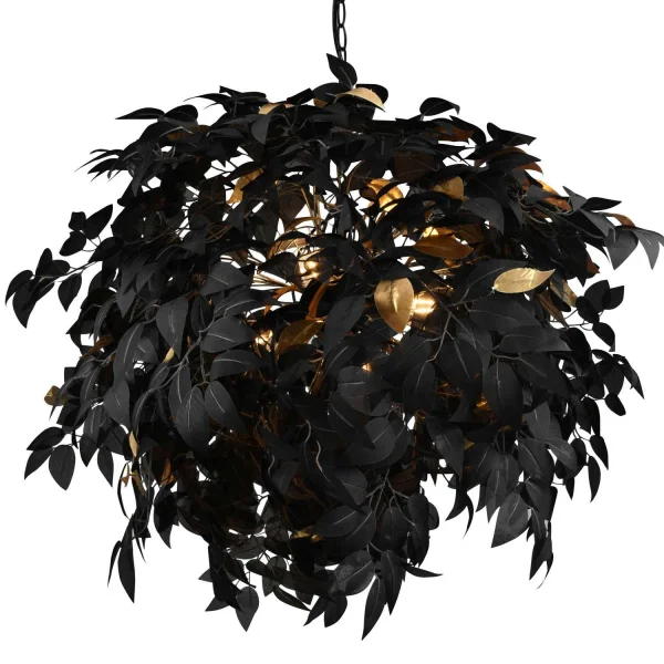 LÁMPARA DE TECHO 4 LUCES Ø 70CM HOJAS NEGRAS