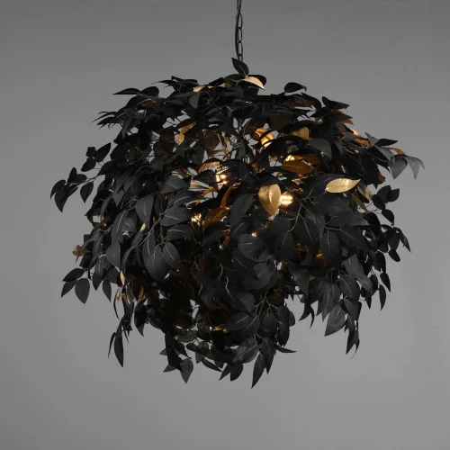 LÁMPARA DE TECHO 4 LUCES Ø 70CM HOJAS NEGRAS