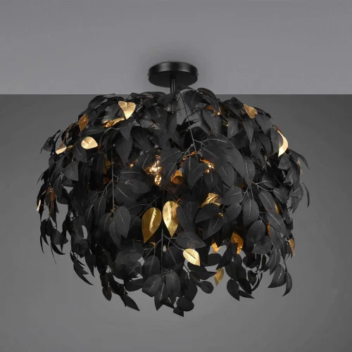 PLAFÓN DE TECHO 3 LUCES Ø 70CM HOJAS NEGRAS PLAFÓN DE TECHO 3 LUCES Ø 70CM HOJAS NEGRAS