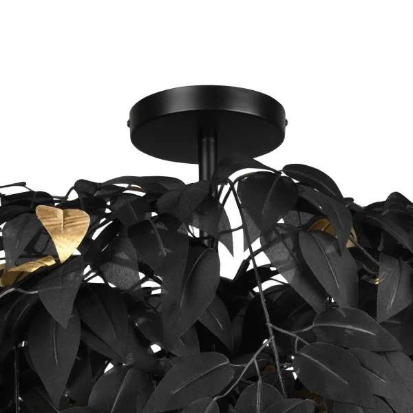 PLAFÓN DE TECHO 3 LUCES Ø 70CM HOJAS NEGRAS PLAFÓN DE TECHO 3 LUCES Ø 70CM HOJAS NEGRAS