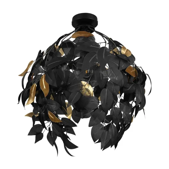 PLAFÓN DE TECHO 1 LUZ Ø 38CM HOJAS NEGRAS 2