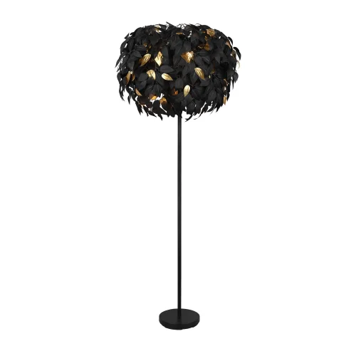 LÁMPARA DE PIE 3 LUCES Ø 70CM HOJAS NEGRAS