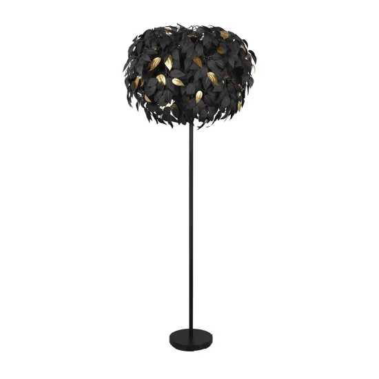 LÁMPARA DE PIE 3 LUCES Ø 70CM HOJAS NEGRAS 2
