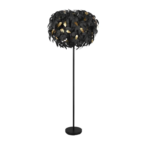 LÁMPARA DE PIE 3 LUCES Ø 70CM HOJAS NEGRAS
