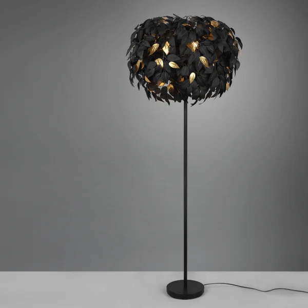 LÁMPARA DE PIE 3 LUCES Ø 70CM HOJAS NEGRAS