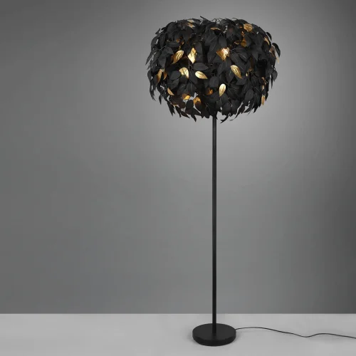 LÁMPARA DE PIE 3 LUCES Ø 70CM HOJAS NEGRAS