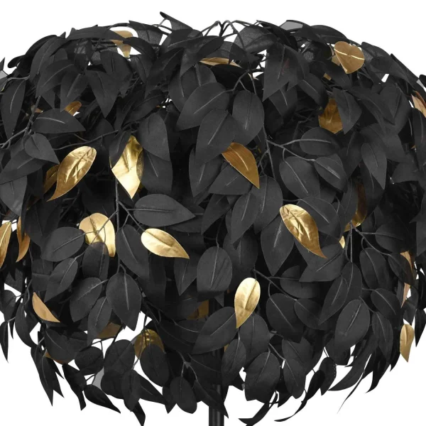 LÁMPARA DE PIE 3 LUCES Ø 70CM HOJAS NEGRAS