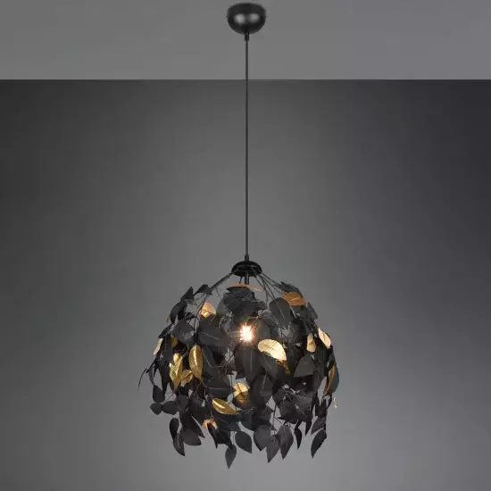 LÁMPARA DE TECHO 1 LUZ Ø 38CM HOJAS NEGRAS 2