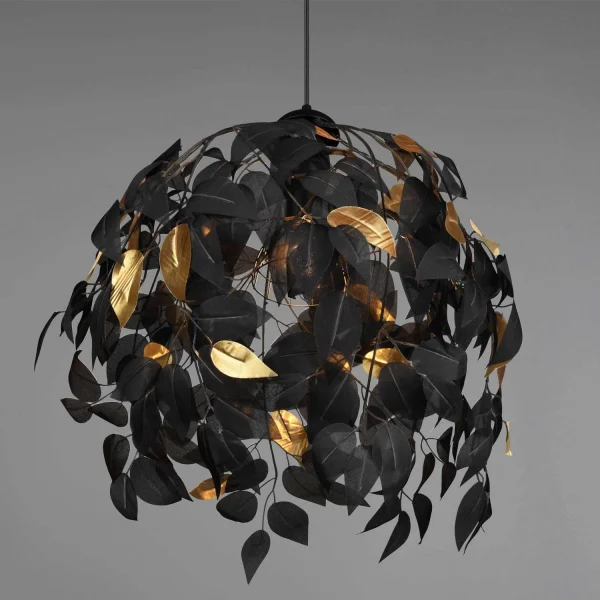 LÁMPARA DE TECHO 1 LUZ Ø 38CM HOJAS NEGRAS LÁMPARA DE TECHO 1 LUZ Ø 38CM HOJAS NEGRAS