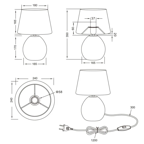 LÁMPARA DE MESA SPLENDOUR 24CM IMITACIÓN MADERA