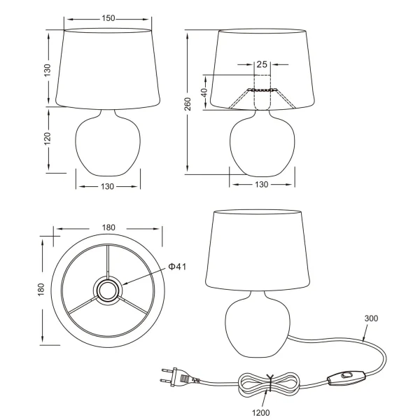 LÁMPARA DE MESA SPLENDOUR 18CM IMITACIÓN MADERA