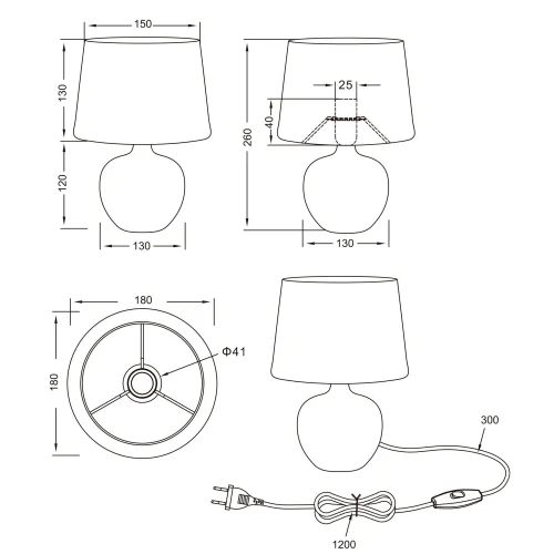 LÁMPARA DE MESA SPLENDOUR 18CM IMITACIÓN MADERA