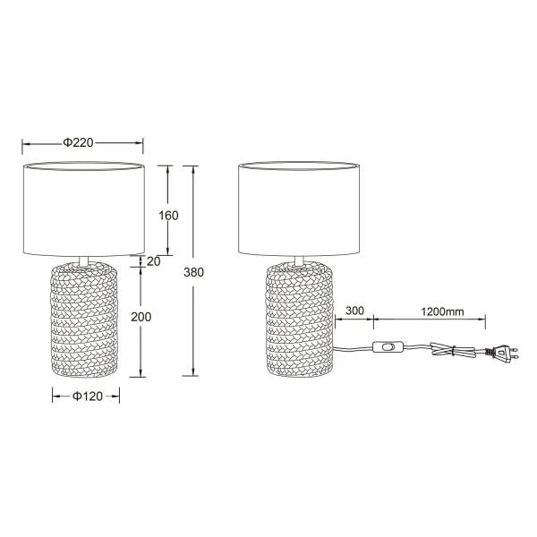 LÁMPARA DE MESA CERÁMICA Ø 22CM E27 DIMAS