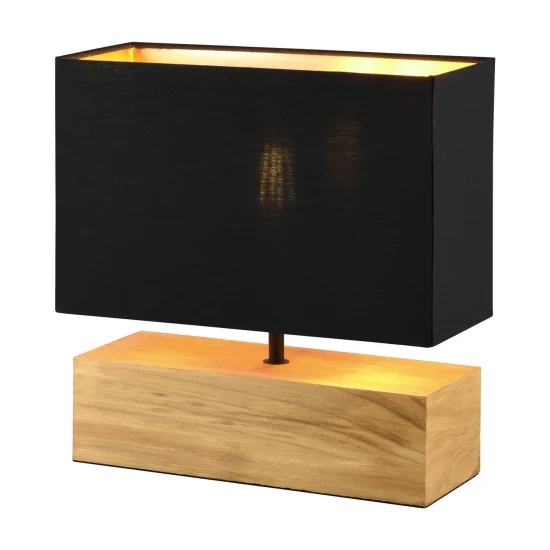 LÁMPARA DE MESA SIGRID MADERA NATURAL PANTALLA NEGRA E27 2