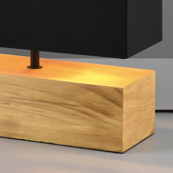LÁMPARA DE MESA SIGRID MADERA NATURAL PANTALLA NEGRA E27 LÁMPARA DE MESA SIGRID MADERA NATURAL PANTALLA NEGRA E27