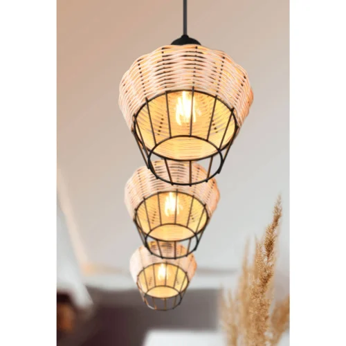 LÁMPARA DE TECHO 3 LUCES RATTAN NATURAL GALADRIEL LÁMPARA DE TECHO 3 LUCES RATTAN NATURAL GALADRIEL