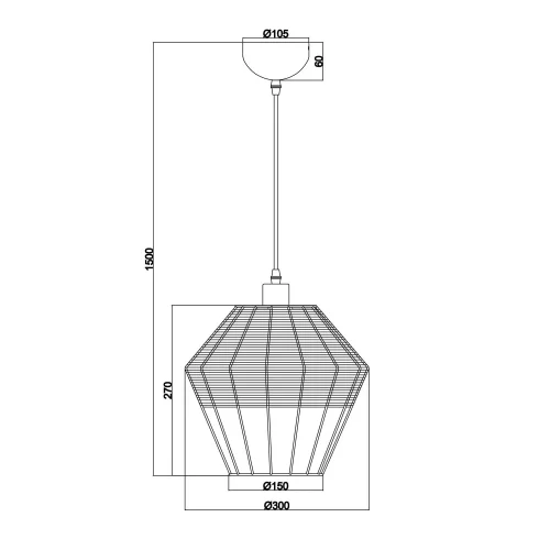 LÁMPARA DE TECHO RATTAN NEGRO Ø 30 CM GALADRIEL