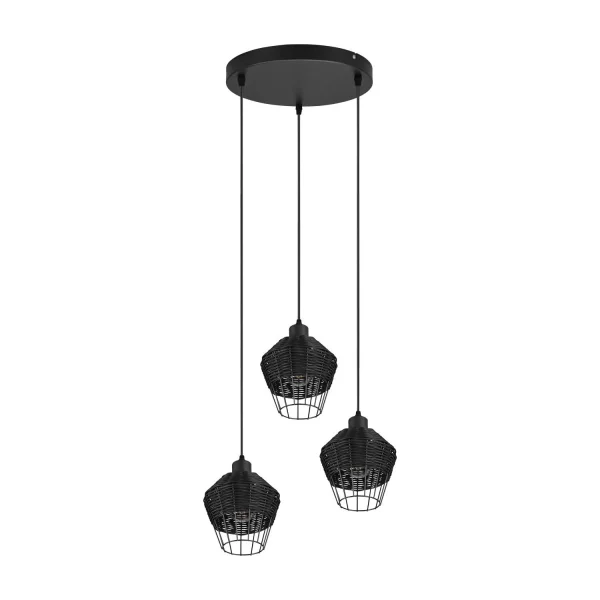 LÁMPARA DE TECHO 3 LUCES RATTAN NEGRO GALADRIEL LÁMPARA DE TECHO 3 LUCES RATTAN NEGRO GALADRIEL