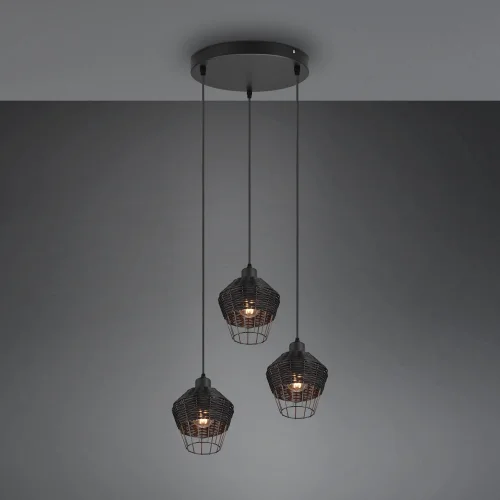 LÁMPARA DE TECHO 3 LUCES RATTAN NEGRO GALADRIEL LÁMPARA DE TECHO 3 LUCES RATTAN NEGRO GALADRIEL