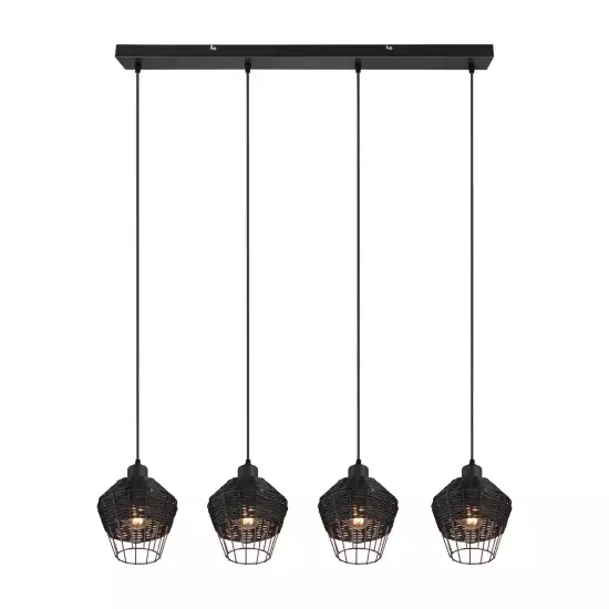 LÁMPARA DE TECHO 4 LUCES RATTAN NEGRO GALADRIEL