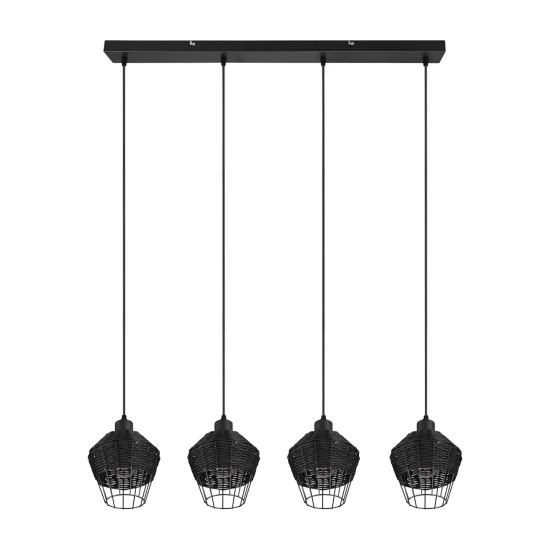 LÁMPARA DE TECHO 4 LUCES RATTAN NEGRO GALADRIEL 2