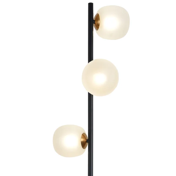 LÁMPARA DE PIE 3 LUCES HIERRO NEGRO TULIPA BLANCA NICOLETTA