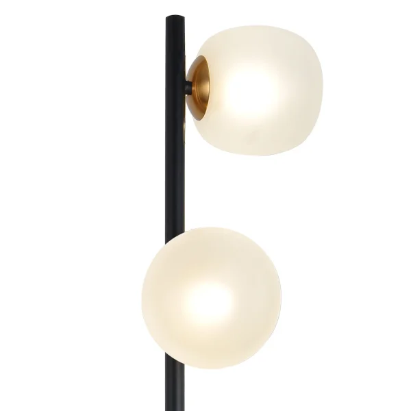 LÁMPARA DE PIE 3 LUCES HIERRO NEGRO TULIPA BLANCA NICOLETTA