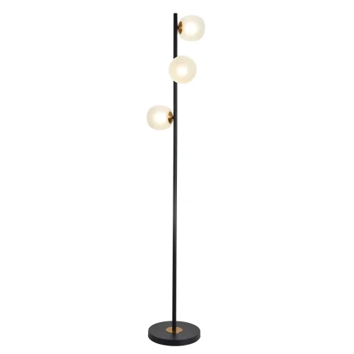 LÁMPARA DE PIE 3 LUCES HIERRO NEGRO TULIPA BLANCA NICOLETTA