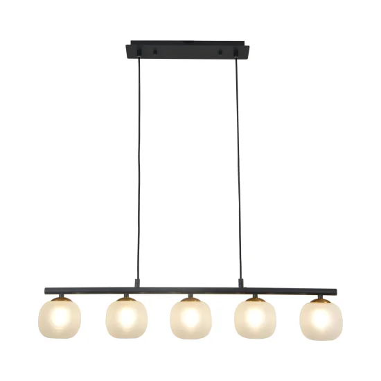 LÁMPARA DE TECHO 5 LUCES HIERRO NEGRO TULIPA BLANCA NICOLETTA 2