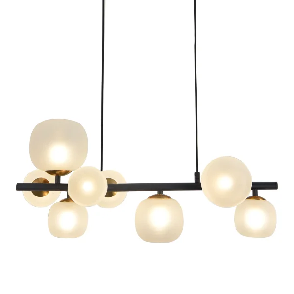 LÁMPARA DE TECHO 8 LUCES HIERRO NEGRO TULIPA BLANCA NICOLETTA