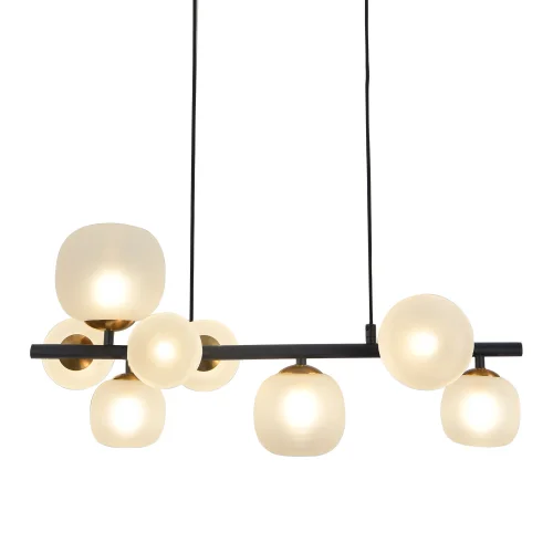 LÁMPARA DE TECHO 8 LUCES HIERRO NEGRO TULIPA BLANCA NICOLETTA