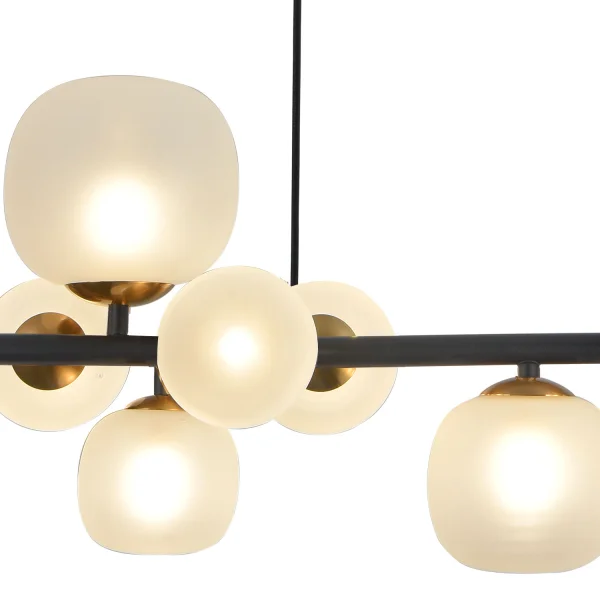 LÁMPARA DE TECHO 8 LUCES HIERRO NEGRO TULIPA BLANCA NICOLETTA