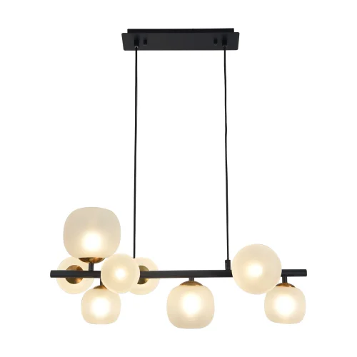LÁMPARA DE TECHO 8 LUCES HIERRO NEGRO TULIPA BLANCA NICOLETTA