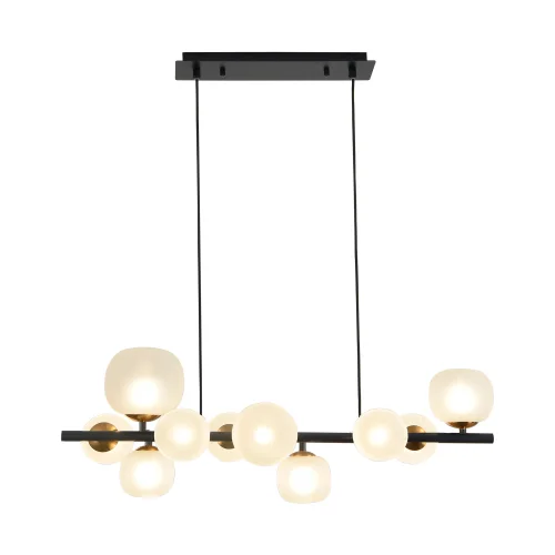 LÁMPARA DE TECHO 10 LUCES HIERRO NEGRO TULIPA BLANCA NICOLETTA