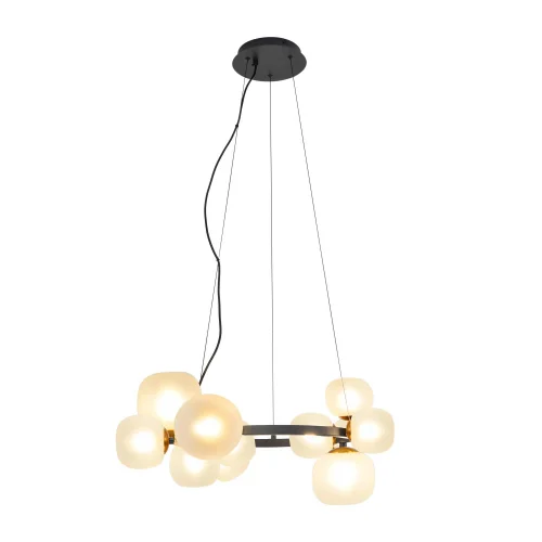 LÁMPARA DE TECHO 11 LUCES HIERRO NEGRO TULIPA BLANCA NICOLETTA
