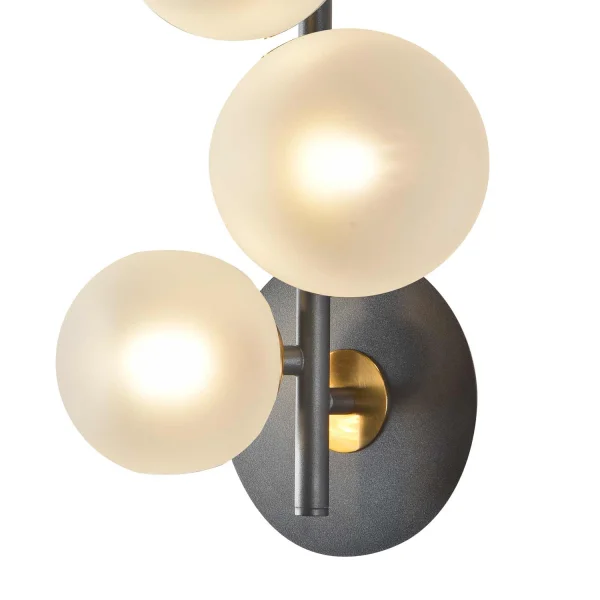 APLIQUE DE PARED 3 LUCES HIERRO NEGRO TULIPA BLANCA NICOLETTA