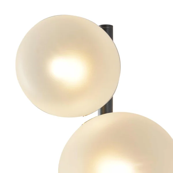 APLIQUE DE PARED 3 LUCES HIERRO NEGRO TULIPA BLANCA NICOLETTA