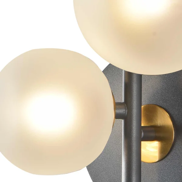 APLIQUE DE PARED 3 LUCES HIERRO NEGRO TULIPA BLANCA NICOLETTA