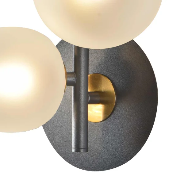 APLIQUE DE PARED 3 LUCES HIERRO NEGRO TULIPA BLANCA NICOLETTA