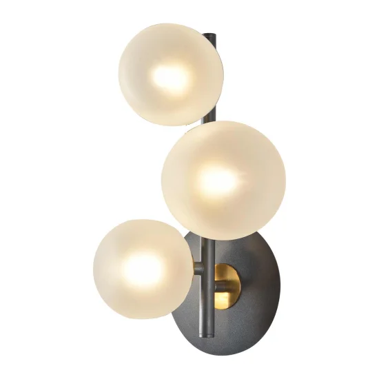 APLIQUE DE PARED 3 LUCES HIERRO NEGRO TULIPA BLANCA NICOLETTA