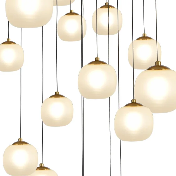 LÁMPARA DE TECHO 16 LUCES HIERRO NEGRO/PAVÓN TULIPA BLANCA NICOLETTA