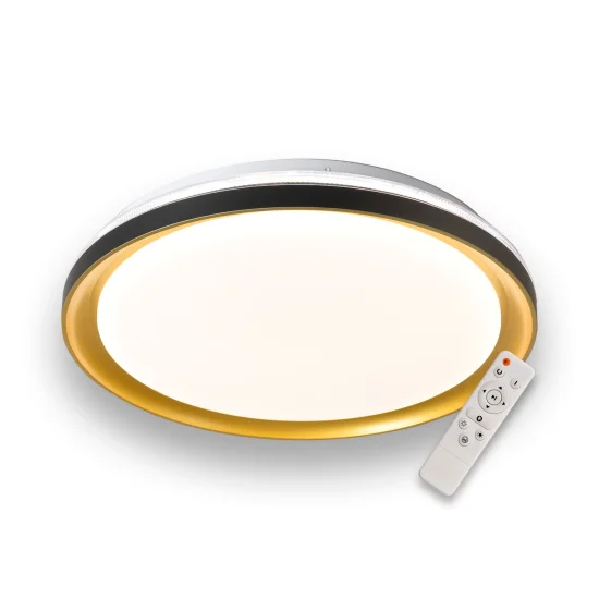 PLAFÓN DE TECHO LED 35 W REGULABLE C/MANDO NEGRO/DORADO SHIRLEY