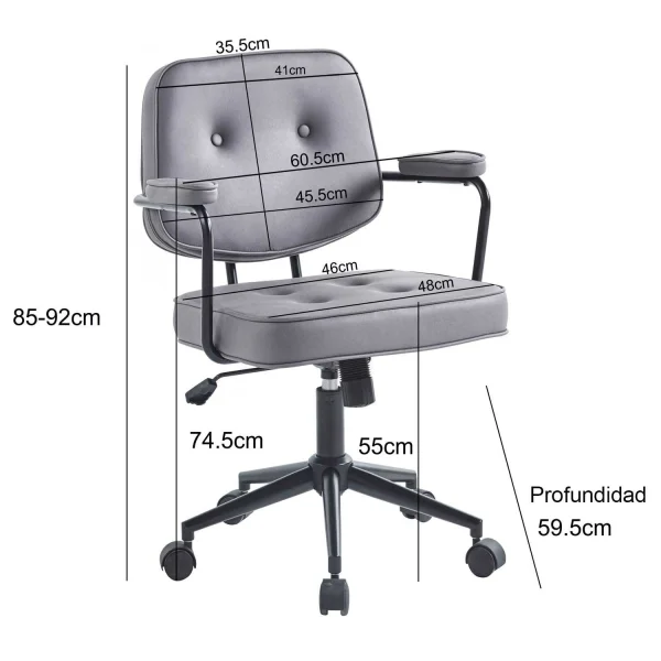 SILLA DE ESCRITORIO CON RUEDAS ANTRACITA DELTA