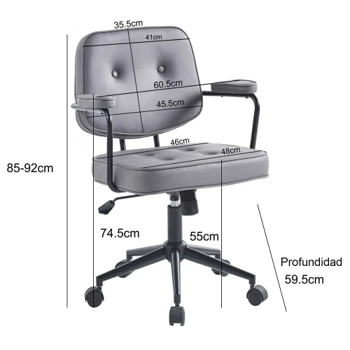 SILLA DE ESCRITORIO CON RUEDAS ANTRACITA DELTA