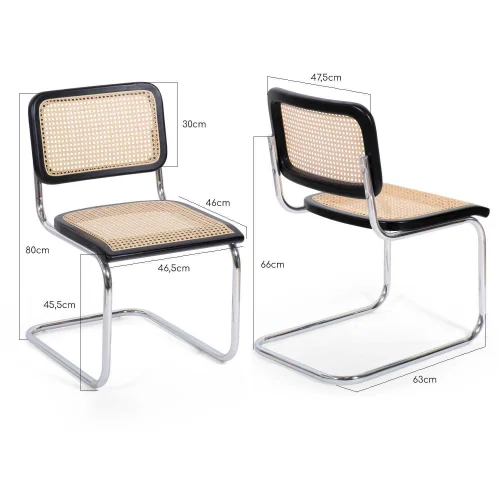 SILLA WEBSTER NEGRA RATTAN NATURAL