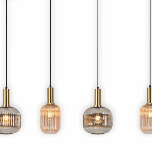 LÁMPARA DE TECHO 4 LUCES TULIPAS COMBINADAS ÁMBAR/FUMÉ E27 SHELBY LÁMPARA DE TECHO 4 LUCES TULIPAS COMBINADAS ÁMBAR/FUMÉ E27 SHELBY
