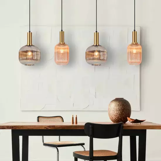 LÁMPARA DE TECHO 4 LUCES TULIPAS COMBINADAS ÁMBAR/FUMÉ E27 SHELBY