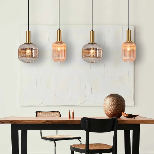 LÁMPARA DE TECHO 4 LUCES TULIPAS COMBINADAS ÁMBAR/FUMÉ E27 SHELBY LÁMPARA DE TECHO 4 LUCES TULIPAS COMBINADAS ÁMBAR/FUMÉ E27 SHELBY