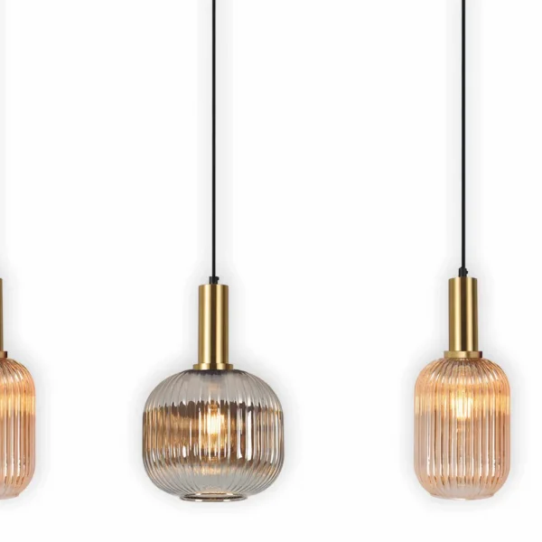 LÁMPARA DE TECHO 4 LUCES TULIPAS COMBINADAS ÁMBAR/FUMÉ E27 SHELBY LÁMPARA DE TECHO 4 LUCES TULIPAS COMBINADAS ÁMBAR/FUMÉ E27 SHELBY