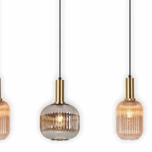 LÁMPARA DE TECHO 4 LUCES TULIPAS COMBINADAS ÁMBAR/FUMÉ E27 SHELBY LÁMPARA DE TECHO 4 LUCES TULIPAS COMBINADAS ÁMBAR/FUMÉ E27 SHELBY